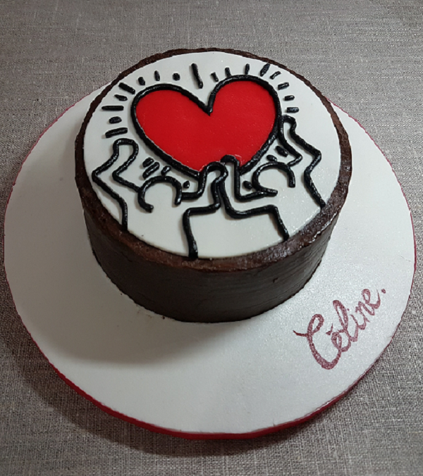 Gâteau d'art en chocolat inspiré de l'oeuvre de Keith Haring de Marie B